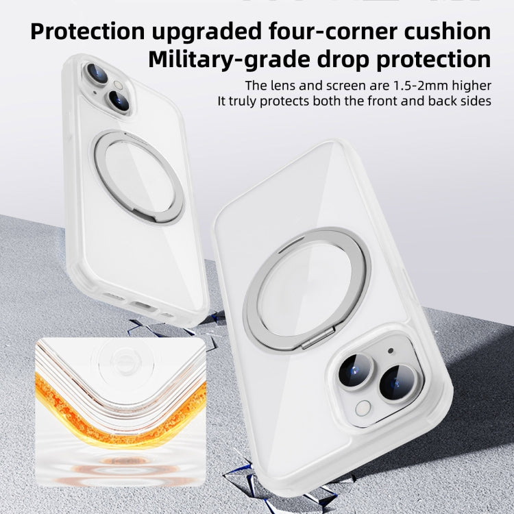 For iPhone 15 Pro Max MagSafe Holder PC Hybrid TPU Phone Case(Transparent White) - HoMEdemic™ 