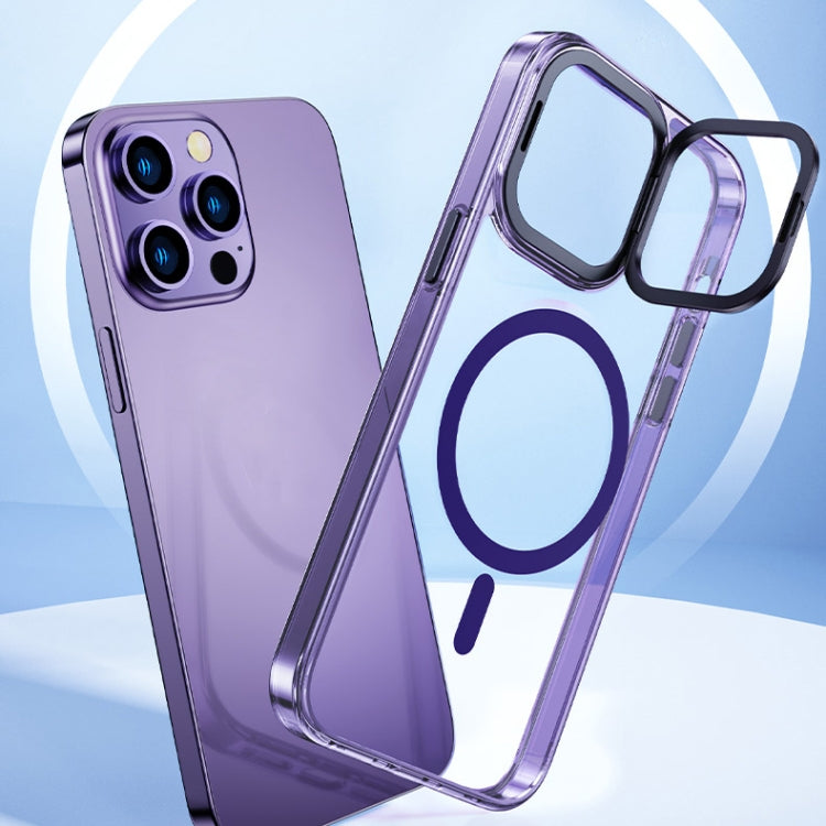 For iPhone 15 Pro Max MagSafe Magnetic Invisible Holder Transparent Phone Case(Purple) - HoMEdemic™ 