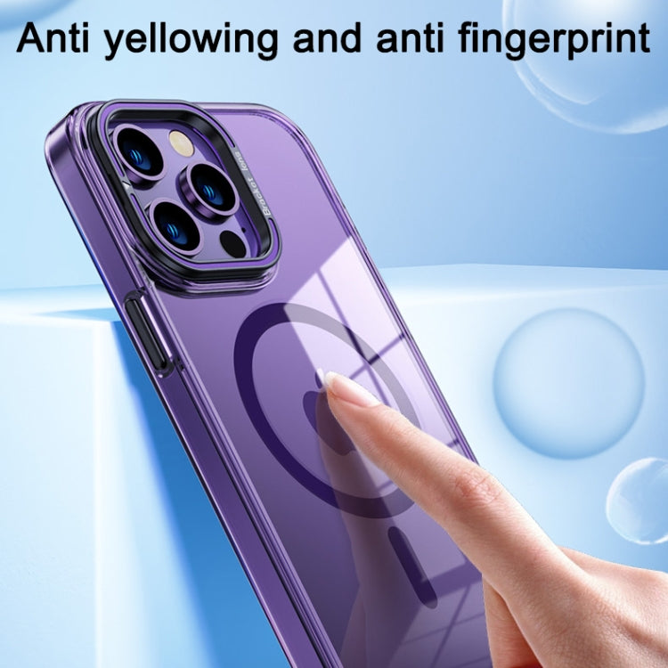 For iPhone 15 Pro Max MagSafe Magnetic Invisible Holder Transparent Phone Case(Purple) - HoMEdemic™ 