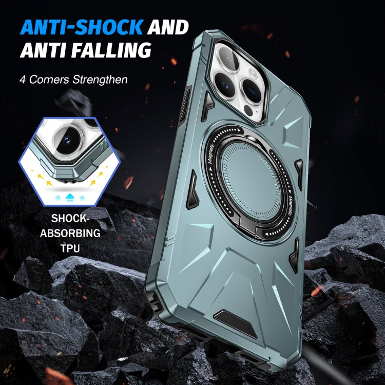 For iPhone 15 Pro Max MagSafe Magnetic Shockproof Phone Case with Ring Holder(Green) - HoMEdemic™ 