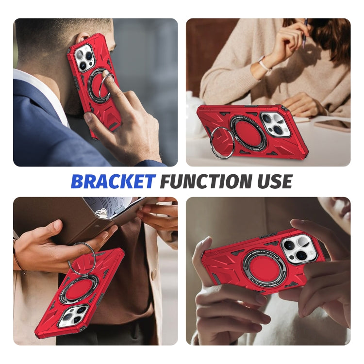 For iPhone 15 Pro Max MagSafe Magnetic Shockproof Phone Case with Ring Holder(Red) - HoMEdemic™ 