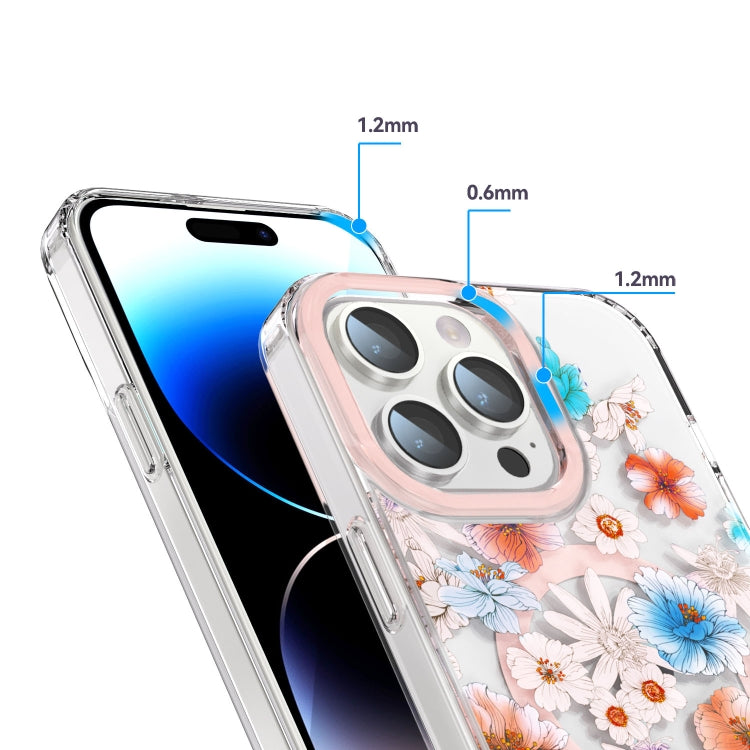 For iPhone 15 Pro Max MagSafe Magnetic TPU Phone Case(White Blue Flower) - HoMEdemic™ 