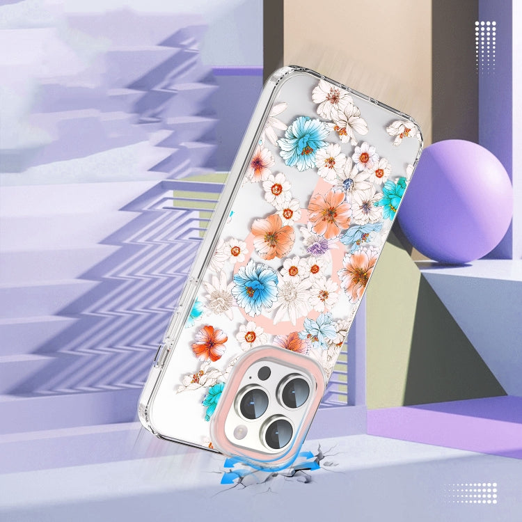 For iPhone 15 Pro Max MagSafe Magnetic TPU Phone Case(White Blue Flower) - HoMEdemic™ 