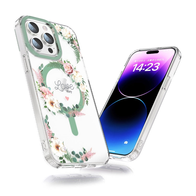 For iPhone 15 Pro Max MagSafe Magnetic TPU Phone Case(White Pink Rose) - HoMEdemic™ 