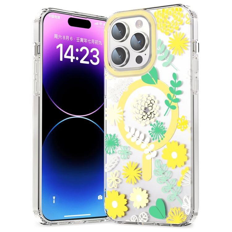For iPhone 15 Pro Max MagSafe Magnetic TPU Phone Case(Yellow Chrysanthemum) - HoMEdemic™ 