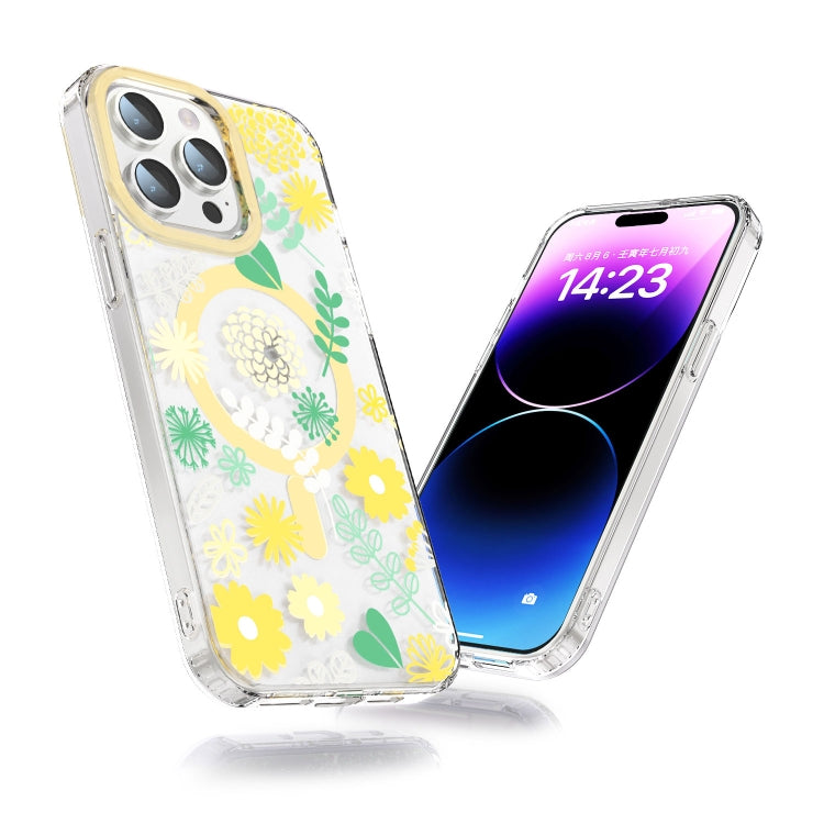For iPhone 15 Pro Max MagSafe Magnetic TPU Phone Case(Yellow Chrysanthemum) - HoMEdemic™ 