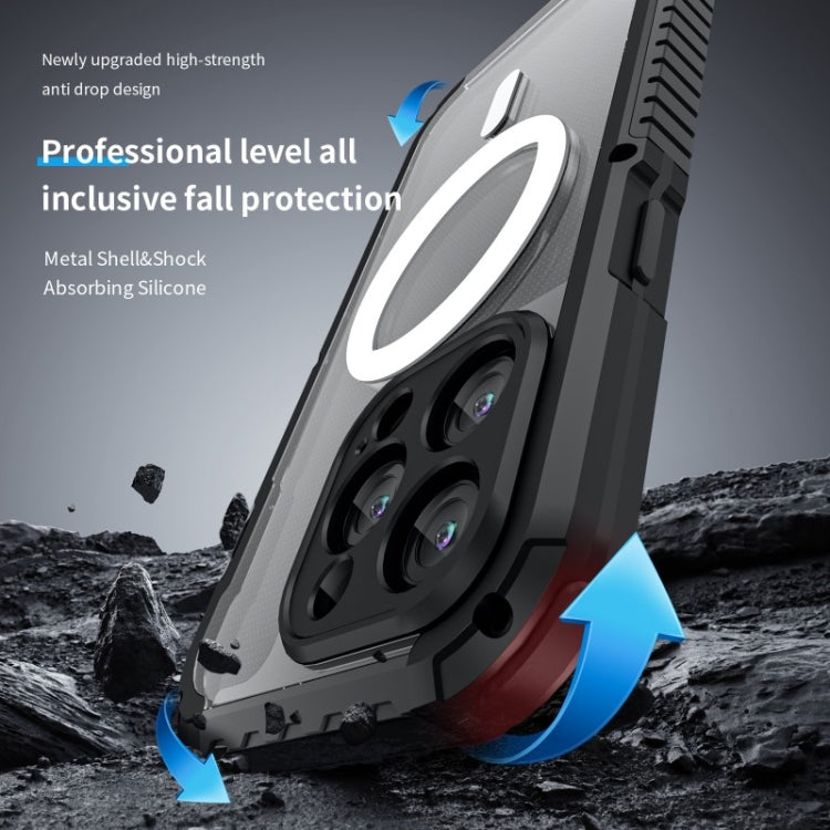 For iPhone 15 Pro Max MagSafe Shockproof Metal Phone Case(Black) - HoMEdemic™ 