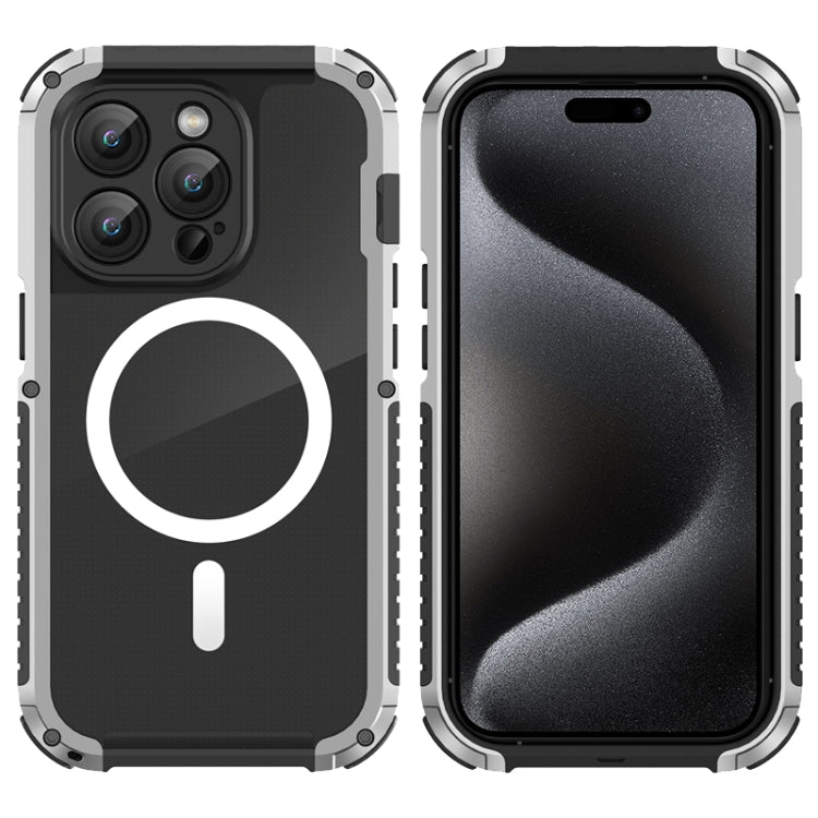 For iPhone 15 Pro Max MagSafe Shockproof Metal Phone Case(Silver) - HoMEdemic™ 