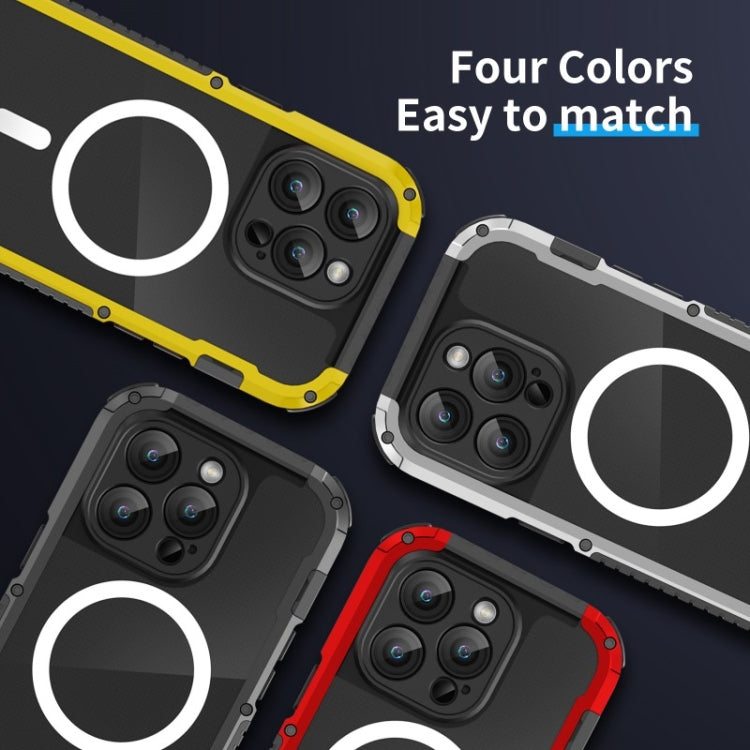 For iPhone 15 Pro Max MagSafe Shockproof Metal Phone Case(Yellow) - HoMEdemic™ 