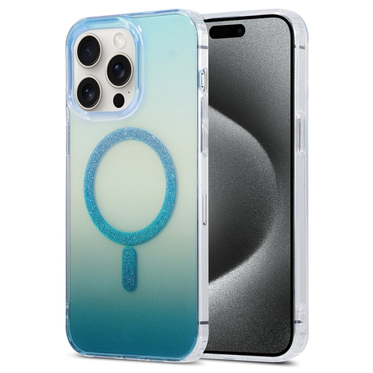 For iPhone 15 Pro Max Magic Diamond Blu-ray MagSafe Phone Case(White Blue Gradient) - HoMEdemic™ 