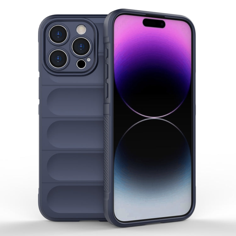 For iPhone 15 Pro Max Magic Shield TPU + Flannel Phone Case(Dark Blue) - HoMEdemic™ 