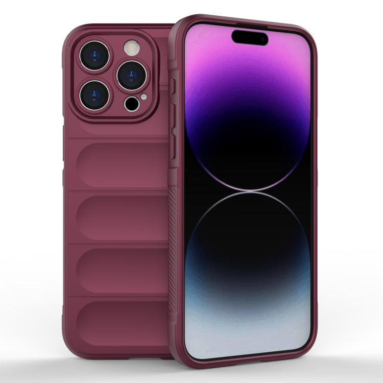 For iPhone 15 Pro Max Magic Shield TPU + Flannel Phone Case(Wine Red) - HoMEdemic™ 