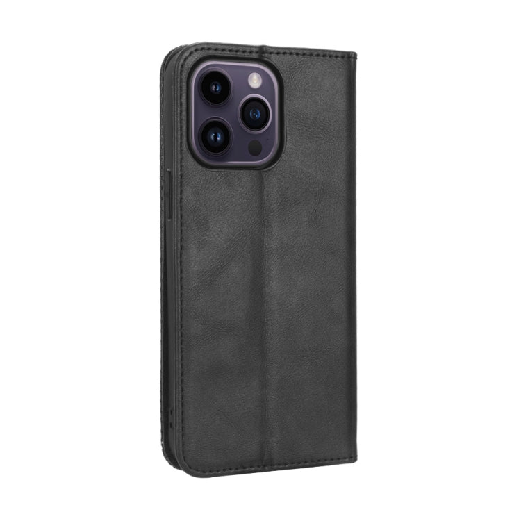 For iPhone 15 Pro Max Magnetic Buckle Retro Texture Leather Phone Case(Black) - HoMEdemic™ 