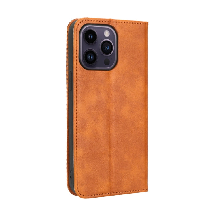 For iPhone 15 Pro Max Magnetic Buckle Retro Texture Leather Phone Case(Brown) - HoMEdemic™ 