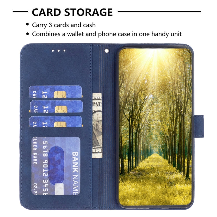 For iPhone 15 Pro Max Magnetic Buckle Rhombus Texture Leather Phone Case(Blue) - HoMEdemic™ 