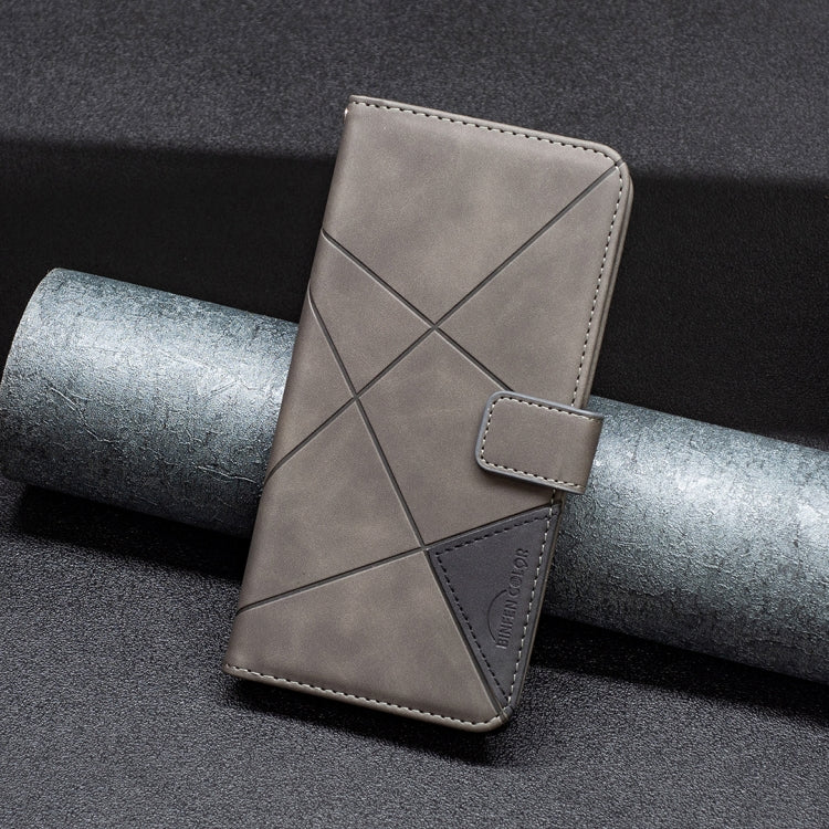 For iPhone 15 Pro Max Magnetic Buckle Rhombus Texture Leather Phone Case(Grey) - HoMEdemic™ 