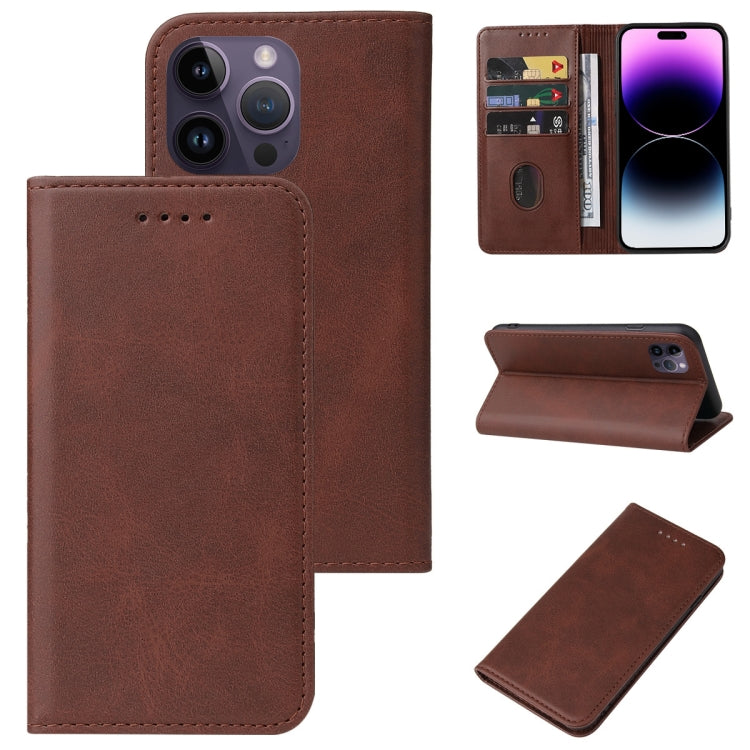 For iPhone 15 Pro Max Magnetic Closure Leather Phone Case(Brown) - HoMEdemic™ 