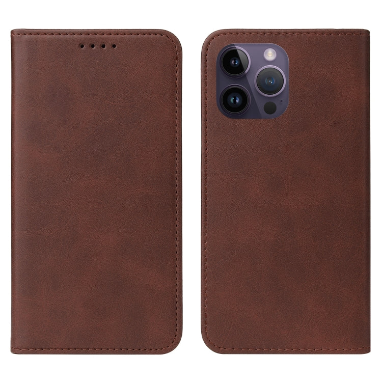 For iPhone 15 Pro Max Magnetic Closure Leather Phone Case(Brown) - HoMEdemic™ 