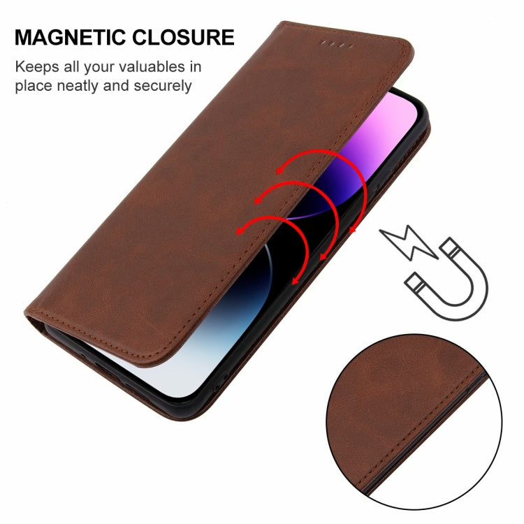 For iPhone 15 Pro Max Magnetic Closure Leather Phone Case(Brown) - HoMEdemic™ 