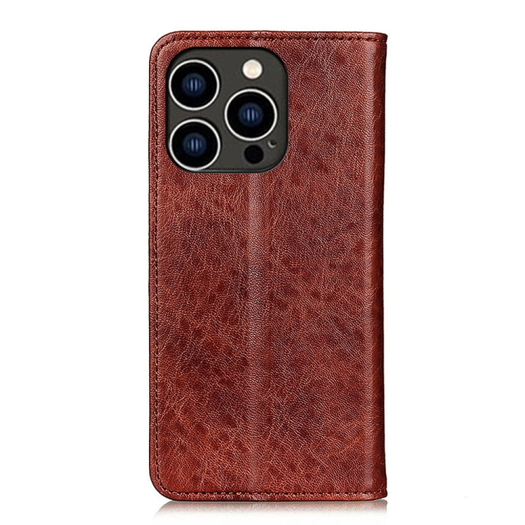 For iPhone 15 Pro Max Magnetic Crazy Horse Texture Horizontal Flip Leather Phone Case(Brown) - HoMEdemic™ 