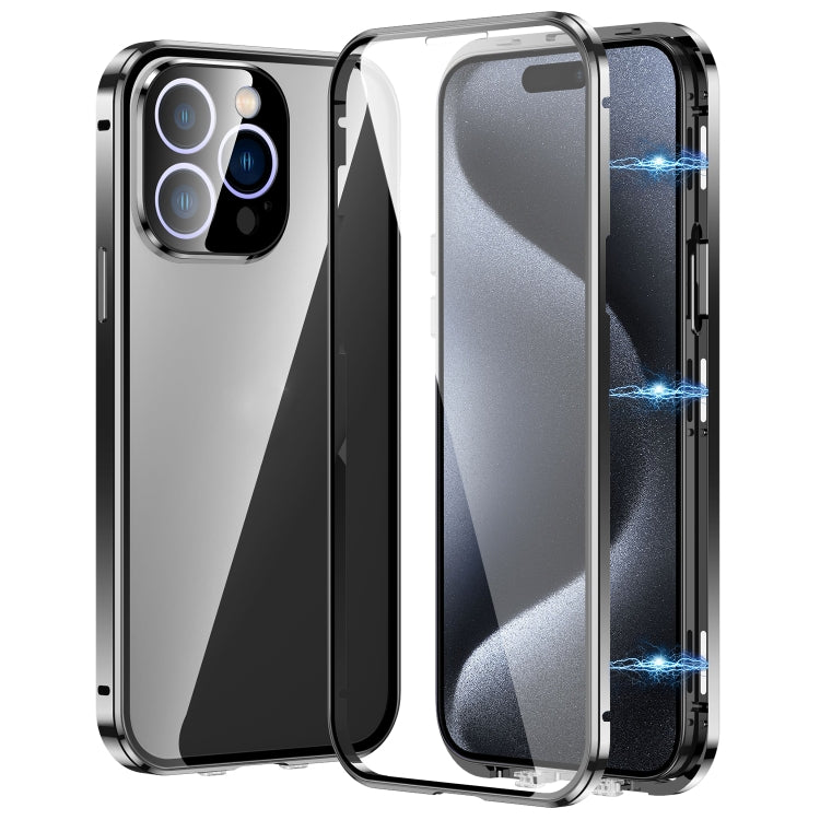 For iPhone 15 Pro Max Magnetic Double-buckle HD Tempered Glass Phone Case(Black) - HoMEdemic™ 