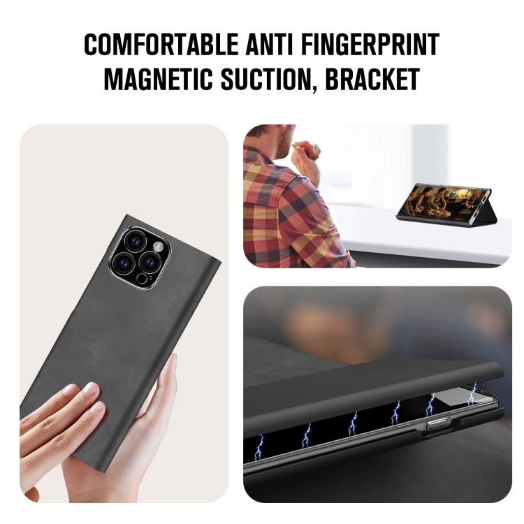 For iPhone 15 Pro Max Magnetic Napa Texture Leather Phone Case with Holder(Black) - HoMEdemic™ 