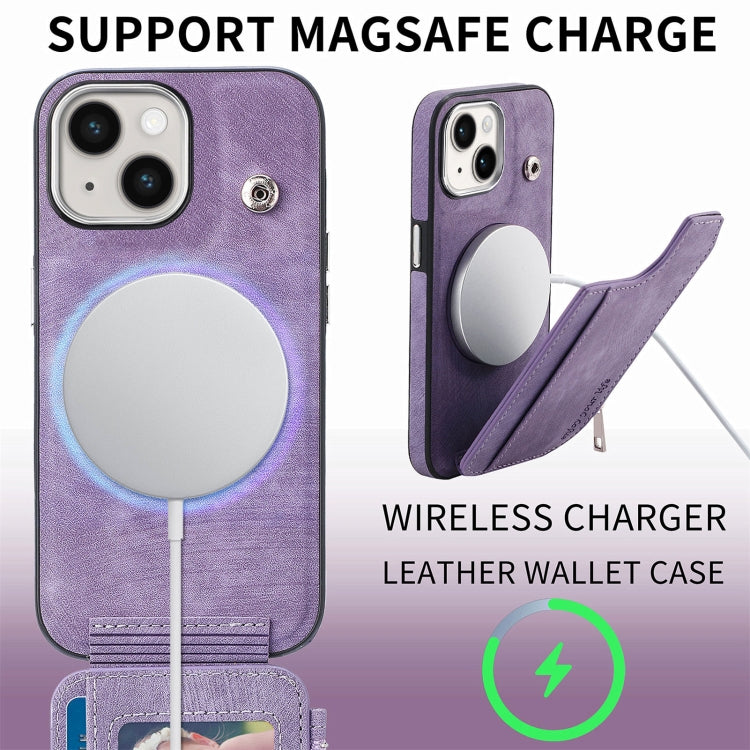 For iPhone 15 Pro Max Magsafe Zipper RFID Wallet All-inclusive Shockrpoof Phone Case(Purple) - HoMEdemic™ 