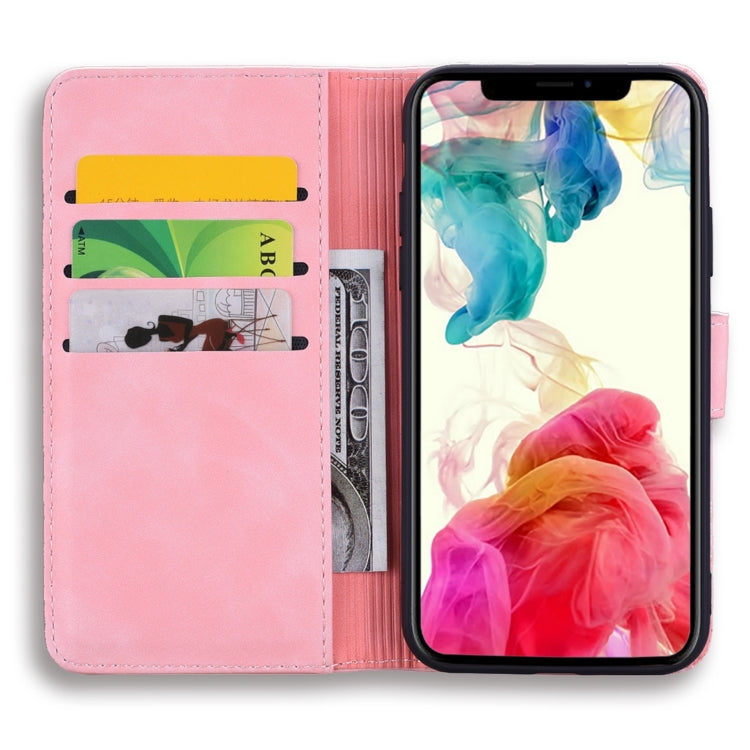 For iPhone 15 Pro Max Mandala Embossed Dual-Fold Calf Leather Phone Case(Pink) - HoMEdemic™ 