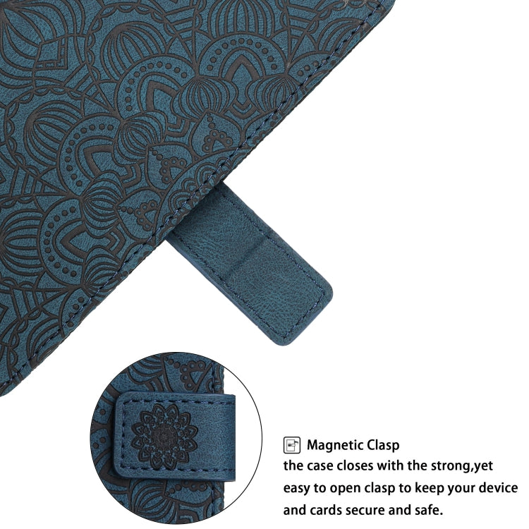 For iPhone 15 Pro Max Mandala Embossed Flip Leather Phone Case(Blue) - HoMEdemic™ 