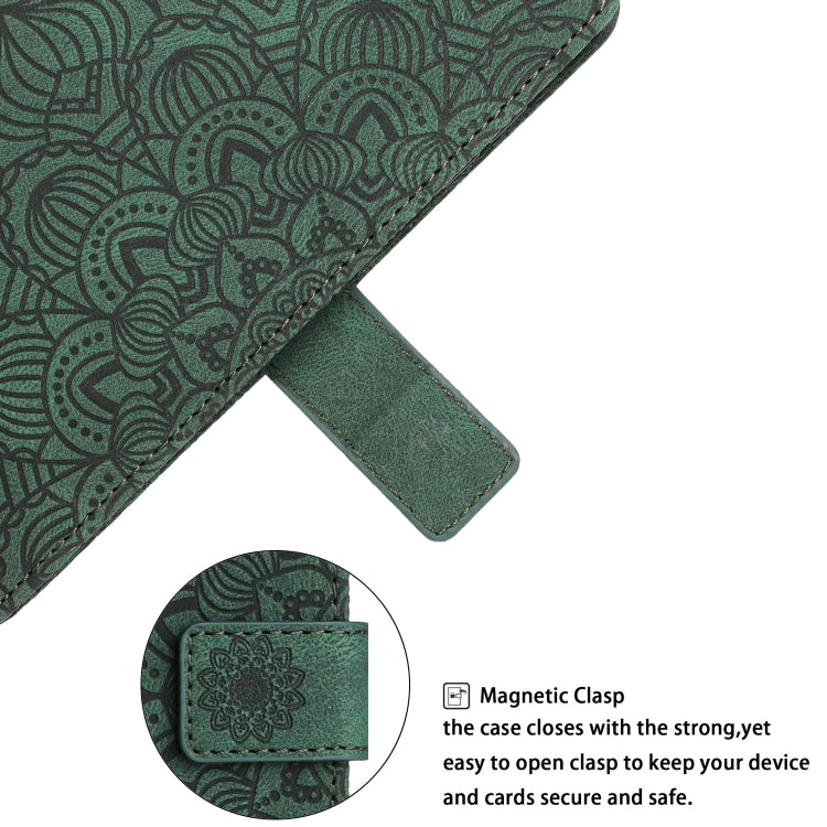 For iPhone 15 Pro Max Mandala Embossed Flip Leather Phone Case(Green) - HoMEdemic™ 