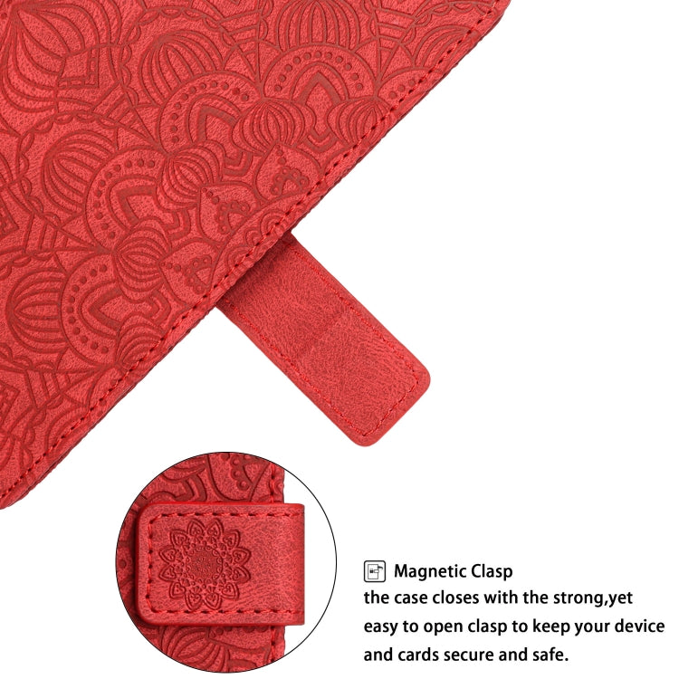 For iPhone 15 Pro Max Mandala Embossed Flip Leather Phone Case(Red) - HoMEdemic™ 