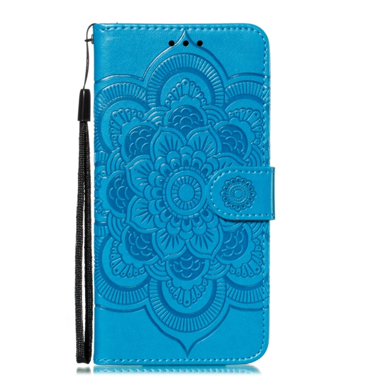 For iPhone 15 Pro Max Mandala Embossing Pattern Horizontal Flip Leather Phone Case(Blue) - HoMEdemic™ 