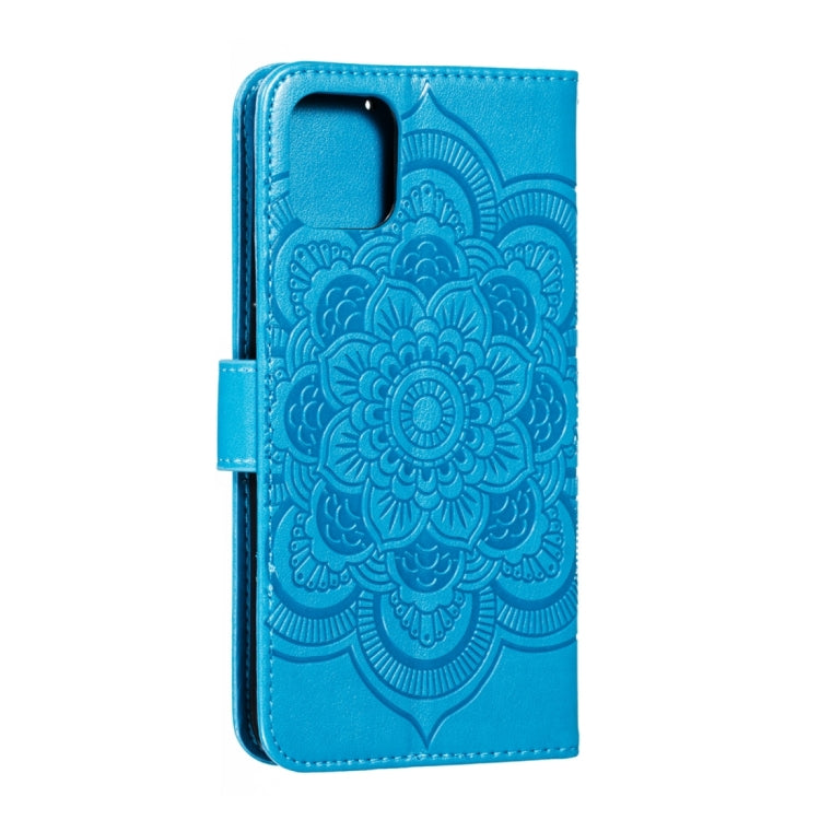 For iPhone 15 Pro Max Mandala Embossing Pattern Horizontal Flip Leather Phone Case(Blue) - HoMEdemic™ 