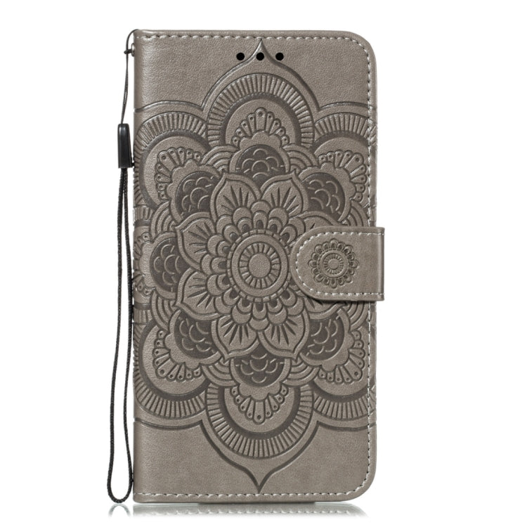 For iPhone 15 Pro Max Mandala Embossing Pattern Horizontal Flip Leather Phone Case(Gray) - HoMEdemic™ 