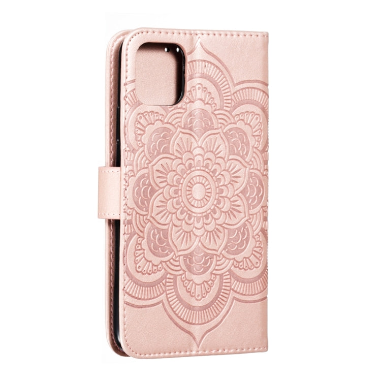 For iPhone 15 Pro Max Mandala Embossing Pattern Horizontal Flip Leather Phone Case(Rose Gold) - HoMEdemic™ 