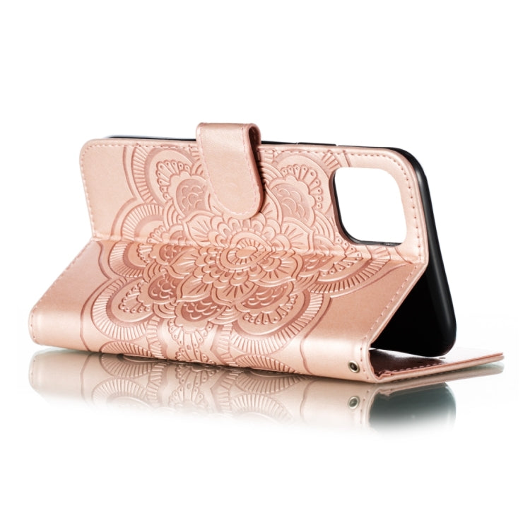 For iPhone 15 Pro Max Mandala Embossing Pattern Horizontal Flip Leather Phone Case(Rose Gold) - HoMEdemic™ 