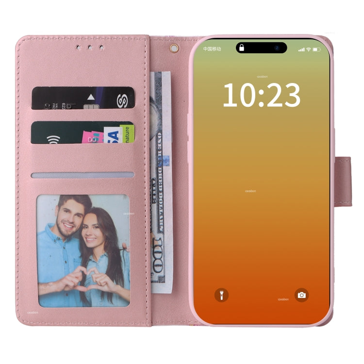 For iPhone 15 Pro Max Marble Bronzing Stitching Leather Phone Case(Rose Gold) - HoMEdemic™ 