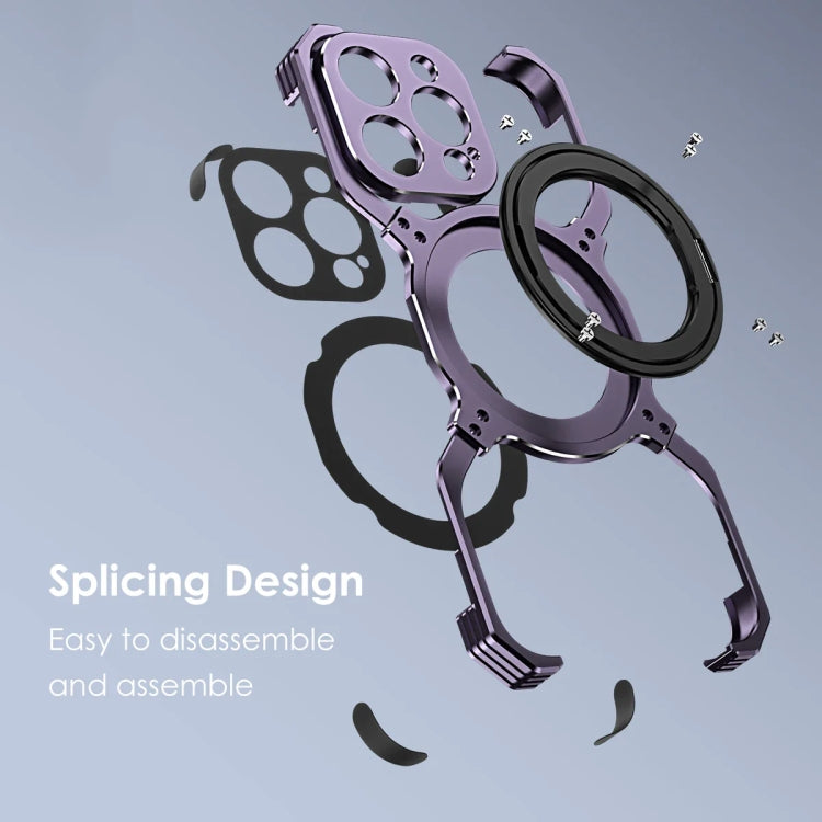 For iPhone 15 Pro Max Mechanical Arm Borderless MagSafe Holder Metal Phone Case(Black Red) - HoMEdemic™ 