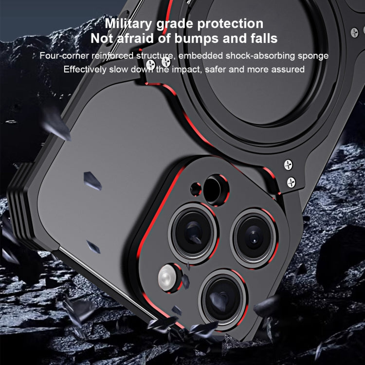 For iPhone 15 Pro Max Mechanical Arm Borderless MagSafe Holder Metal Phone Case(Black Red) - HoMEdemic™ 