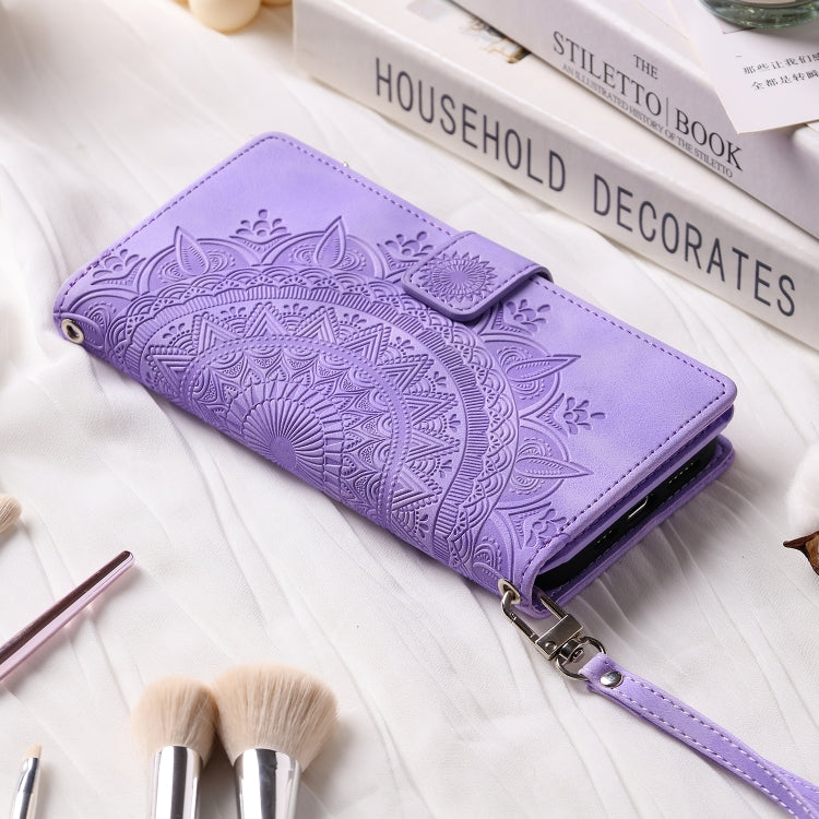 For iPhone 15 Pro Max Multi-Card Totem Zipper Leather Phone Case(Purple) - HoMEdemic™ 
