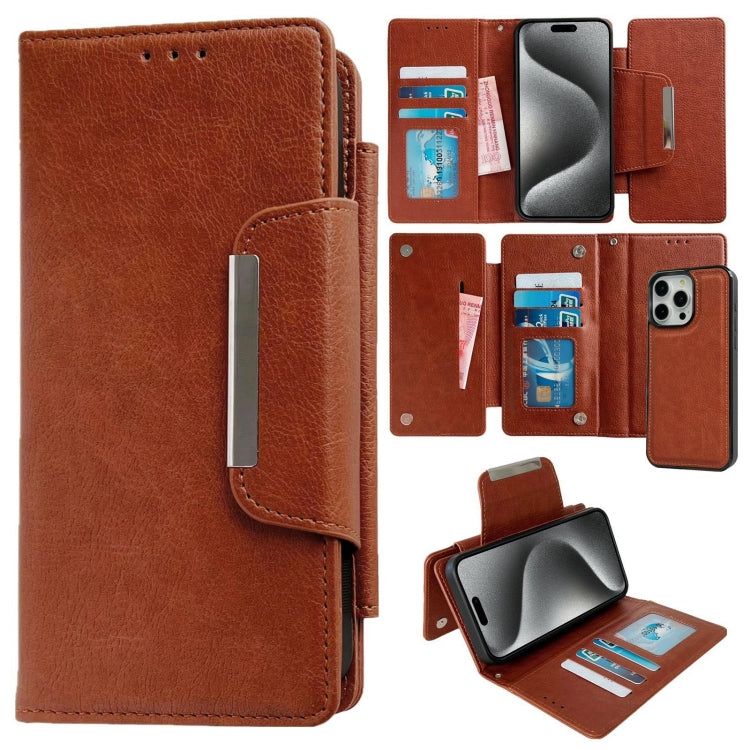 For iPhone 15 Pro Max Multifunctional 7-Cards Wallet Leather Phone Case(Brown) - HoMEdemic™ 