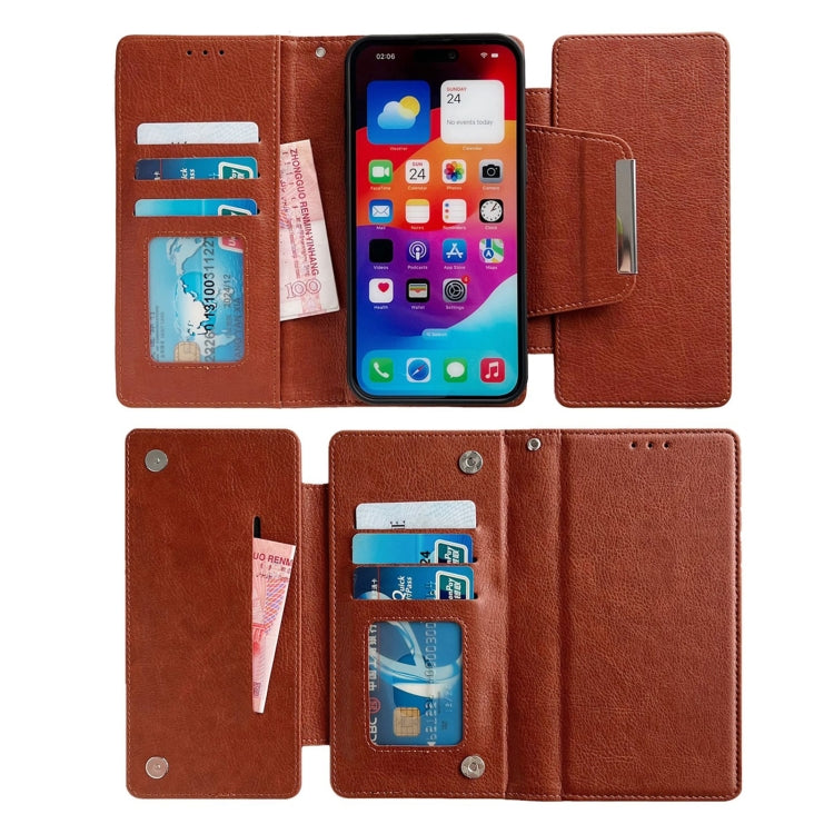 For iPhone 15 Pro Max Multifunctional 7-Cards Wallet Leather Phone Case(Brown) - HoMEdemic™ 