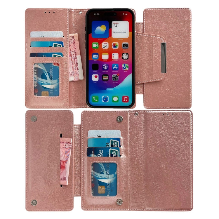 For iPhone 15 Pro Max Multifunctional 7-Cards Wallet Leather Phone Case(Rose Gold) - HoMEdemic™ 
