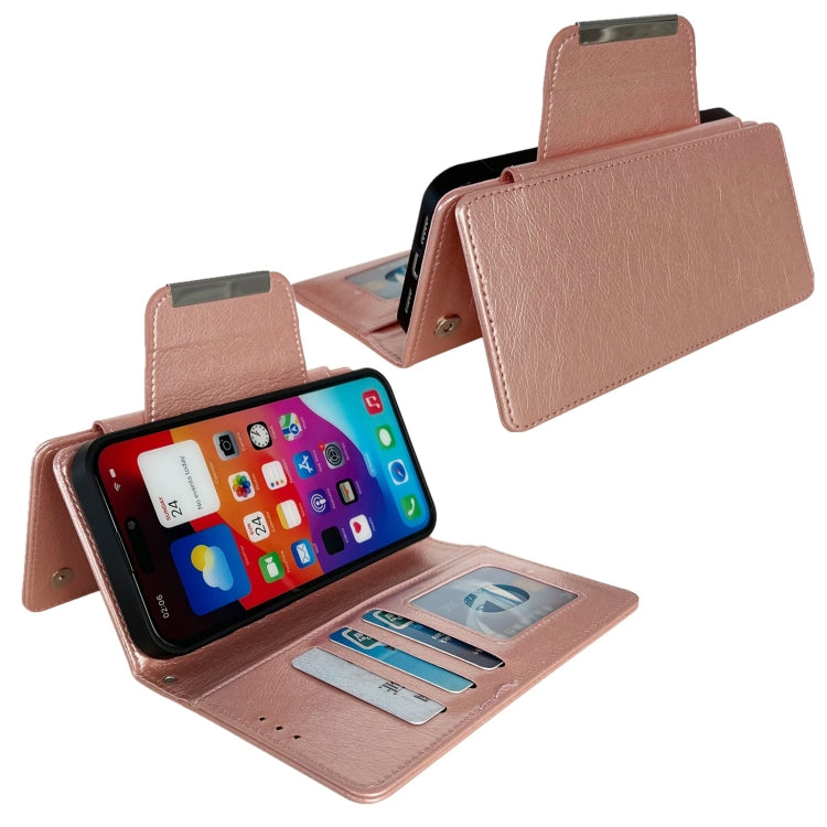 For iPhone 15 Pro Max Multifunctional 7-Cards Wallet Leather Phone Case(Rose Gold) - HoMEdemic™ 