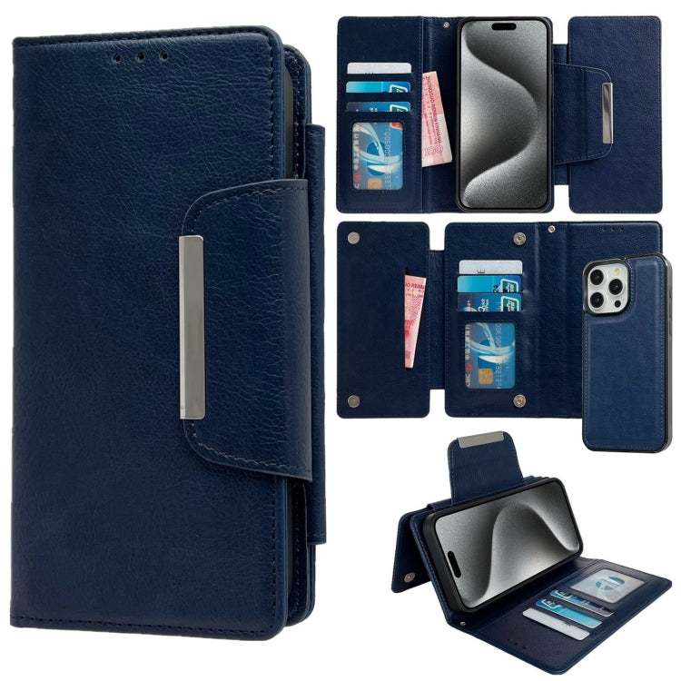 For iPhone 15 Pro Max Multifunctional 7-Cards Wallet Leather Phone Case(Royal Blue) - HoMEdemic™ 