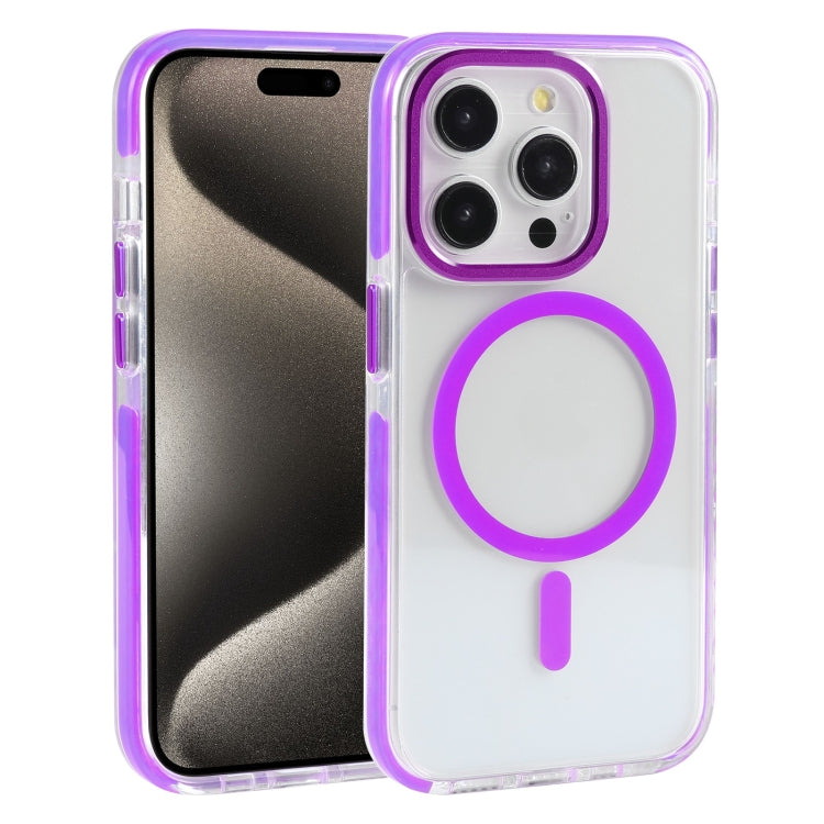 For iPhone 15 Pro Max Mutural Cushion Series MagSafe Magnetic Phone Case(Purple) - HoMEdemic™ 