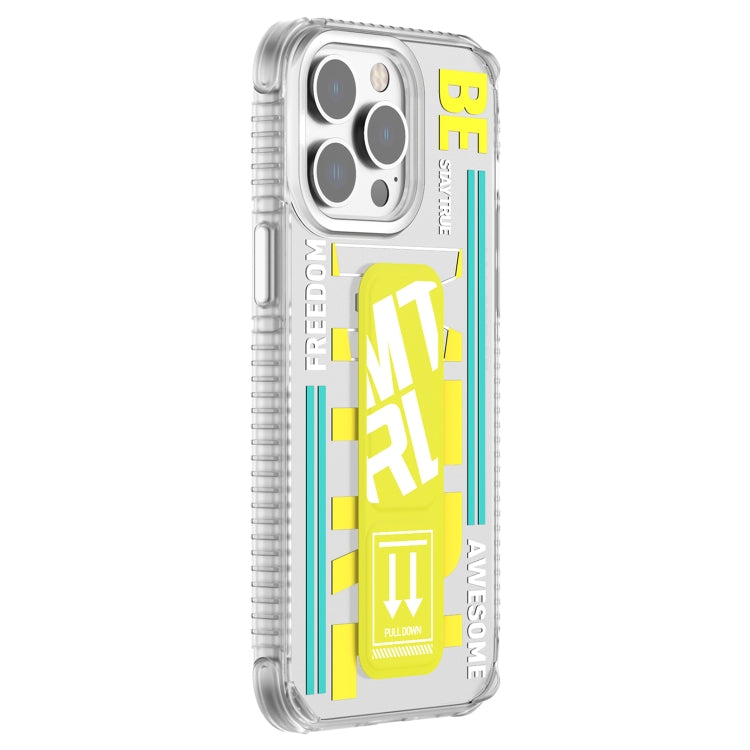 For iPhone 15 Pro Max Mutural Cyber Series TPU Phone Case with IML Stand(Yellow) - HoMEdemic™ 