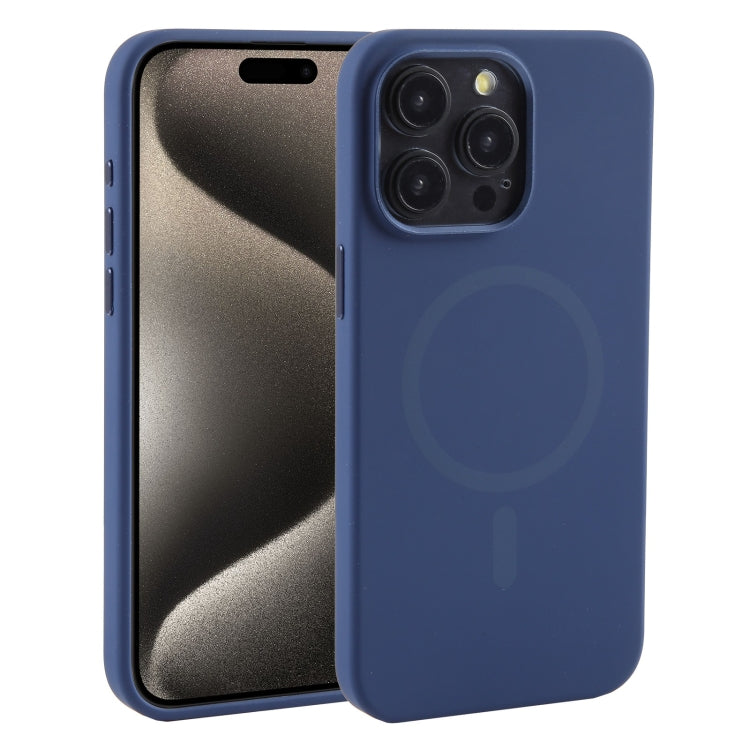 For iPhone 15 Pro Max Mutural Karen Series Liquid Silicone Magsafe Phone Case(Navy Blue) - HoMEdemic™ 