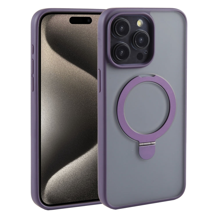 For iPhone 15 Pro Max Mutural MagSafe Magnetic Holder Phone Case(Dark Purple) - HoMEdemic™ 