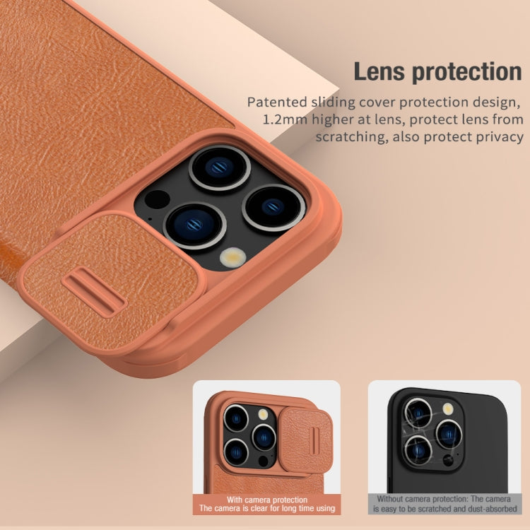 For iPhone 15 Pro Max NILLKIN QIN Series Pro Sliding Camera Cover Design Leather Phone Case(Black) - HoMEdemic™ 